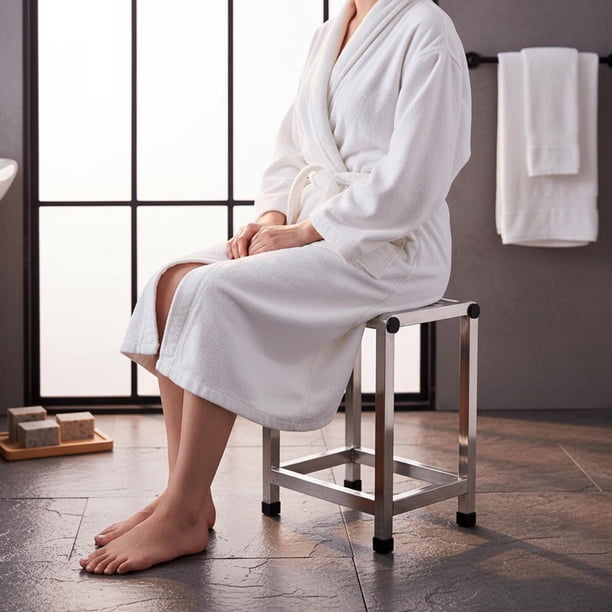 Silla de baño, salón, spa, taburete para los pies, banco de acero inoxidable, taburete de ducha para sala de estar, afeitado, pedicura, adultos y S