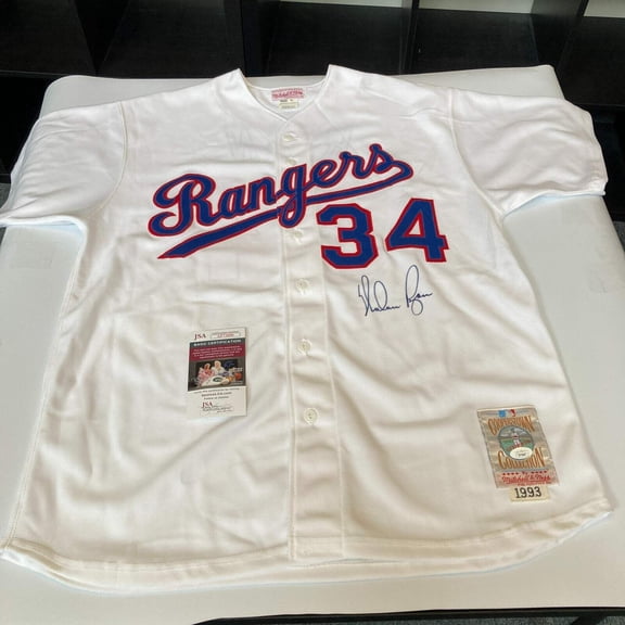 Nolan Ryan Signed Authentic 1993 Texas Rangers Mitchell Ness Jersey JSA COA