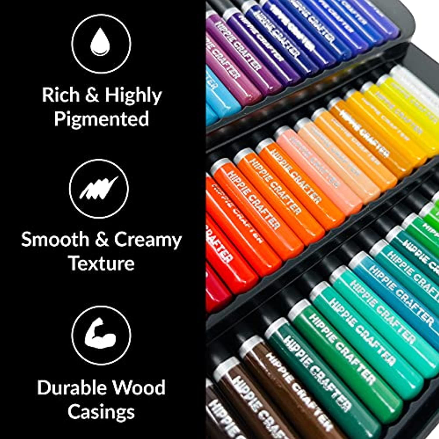Hippie Crafter 72 Colored Pencils for Artists Professional Coloring Pencil Colors for Adults Art