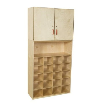 Wood Designs Vertical Storage 20 Compartment Classroom Cabinet with Trays