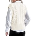 thumbnail image 3 of Langwyqu Spring Fall V-Neck Women Sleeveless Knit Vest Ribbed Sweater Pullover, 3 of 5