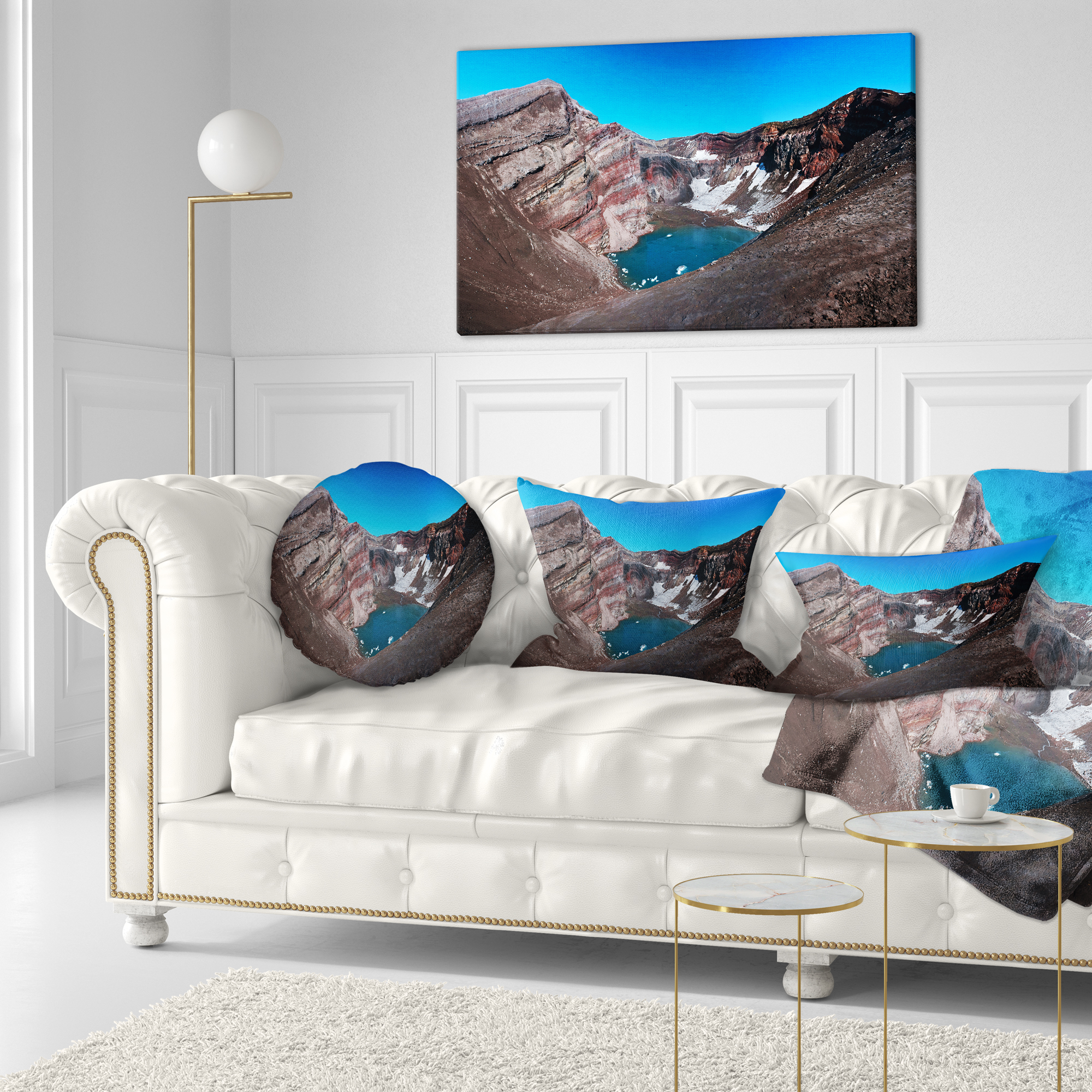 Designart Volcano Kamchatka Panorama - Landscape Printed Throw Pillow - 12x20