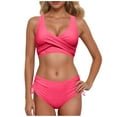 thumbnail image 1 of YuYuBao Women Swimsuits Bikinis Two Piece Retro Ruched Push Up Padded Top High Waist Bottom Bikini Beach Bathing Suits, 1 of 6