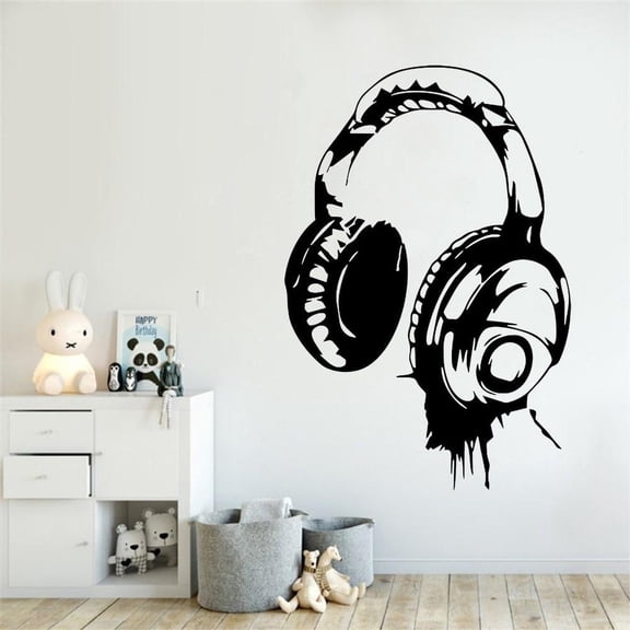 Game Headset Wall Decal Eat Sleep Game Wall Decor Gamer Headphone Vinyl Wall Stickers 28x42cm