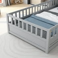 thumbnail image 6 of EUROCO Wood Twin Size Floor Bed Frame with Fence and Door, Grey, 6 of 13