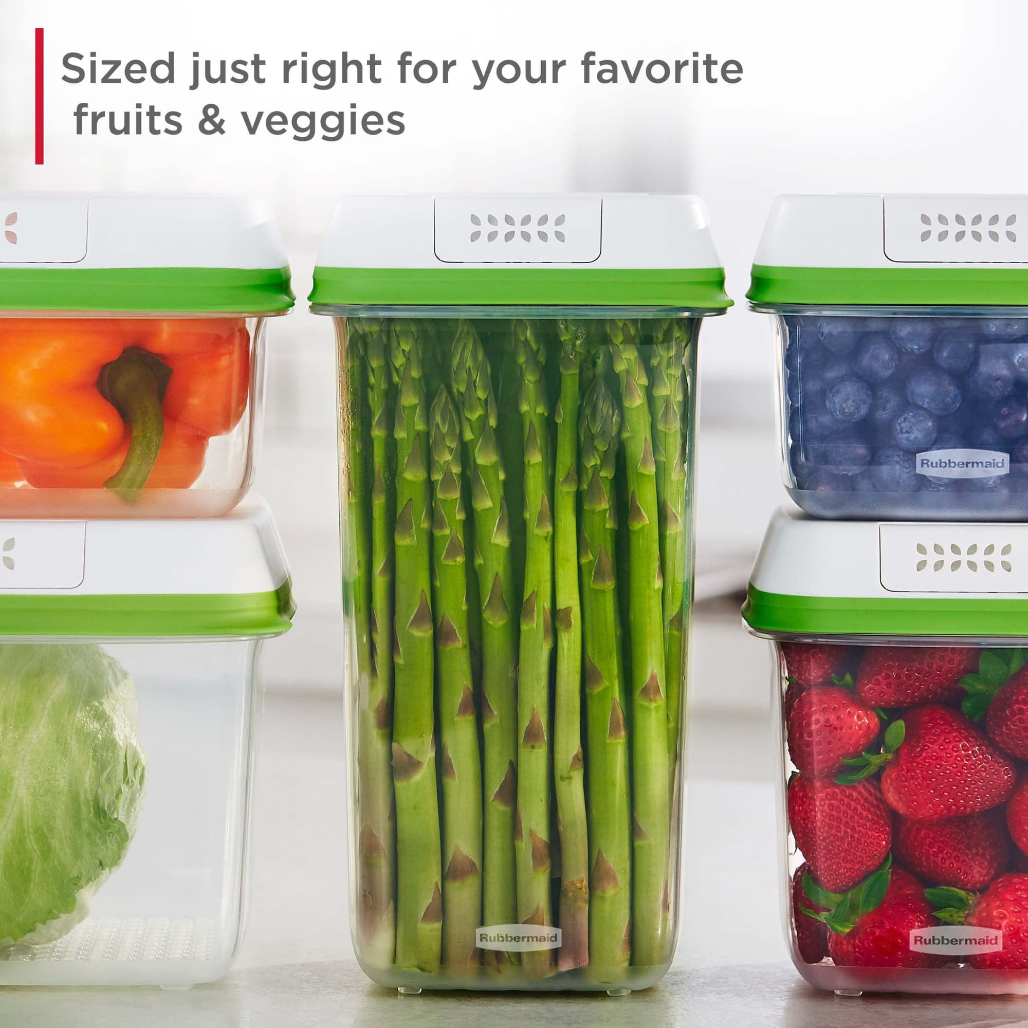 Rubbermaid FreshWorks Produce Saver, 6 Piece set of Medium and Large Storage Containers