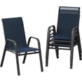 thumbnail image 1 of Patio Furniture Patio Chairs Set of 4, Outdoor Stackable Dining Chairs with Textilene Fabric, All Weather Deck Stacking Chairs with High Back for Backyard Poolside Garden Balcony, Navy Blue, 1 of 1