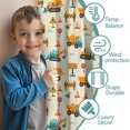 thumbnail image 3 of Blackout Kids Curtains,Cartoon Construction Vehicles Barriers Beige Pattern Childrens Insulated Curtains Set Of 2,Bedroom Essentials,Toddler Room Decor 42"x54", 3 of 5