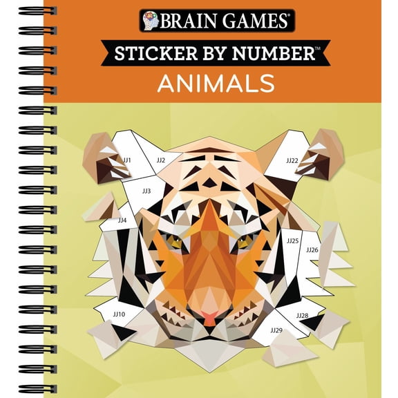 Brain Games: Sticker by Number: Animals, 156 pages (Spiral-Bound)