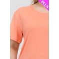 thumbnail image 4 of Saronite Basics Short Sleeve Round Neck Soft Classic T-shirt Top, Flamingo (Women's Plus), 4 of 5