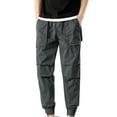 thumbnail image 1 of Pantalones largos de moda para hombre, casuales, de color sólido, con cremallera, bolsillos, cuerda elástica, pantalones casuales para hombre., 1 of 4