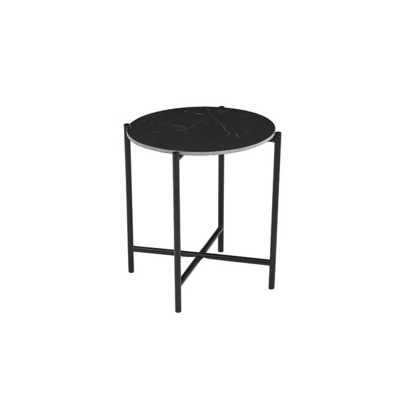 Mesa Lateral Sáel Stone Negra | Mesa Auxiliar Moderna Tipo Piedra para Sala o Recámara Terzetto