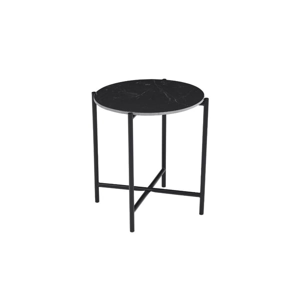 Mesa Lateral Sáel Stone Negra | Mesa Auxiliar Moderna Tipo Piedra para Sala o Recámara Terzetto