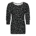 thumbnail image 7 of Dasayo Summer Tops for Women Black 3/4 Sleeve Buttons Polka Dot Crewneck T-Shirt Sweatshirts for Women Trendy L, 7 of 7