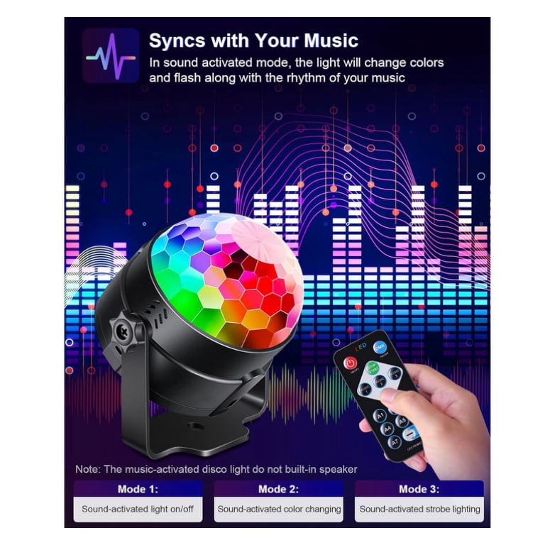 Luditek 2-Pack Sound Activated Party Lights with Remote Control Dj Lighting, Disco Ball Light, Strobe Lamp Birthday Christmas Halloween Party Decorations-Lámpara estroboscópica