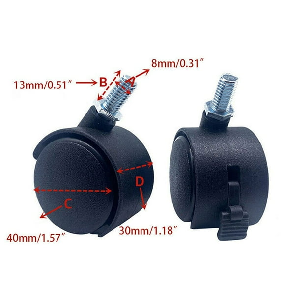 1Pc Plastic Swivel Roller Caster Wheel 360 Degree Swivel Double Wheels Computer Chair Furniture Replacement Silent Wheels