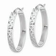 thumbnail image 2 of 925 Sterling Silver Rhodium Plated Diamond Cut Oval Hoop Earrings; for Adults and Teens; for Women and Men, 2 of 3