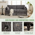 thumbnail image 3 of Chenille Upholstered Loveseat Sofa Couch with Charging Station and LED Lights, 2-seater Comfy Deep Seats Sofa with Side Pockets and Wood Legs for Living Room, Bedroom, Apartment, Small Spaces, Grey, 3 of 7