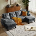 thumbnail image 3 of Tornama Linen L Shaped Convertible Modern Sectional Sofa with Reversible Chaise Couch, Dark Gray, 3 of 13