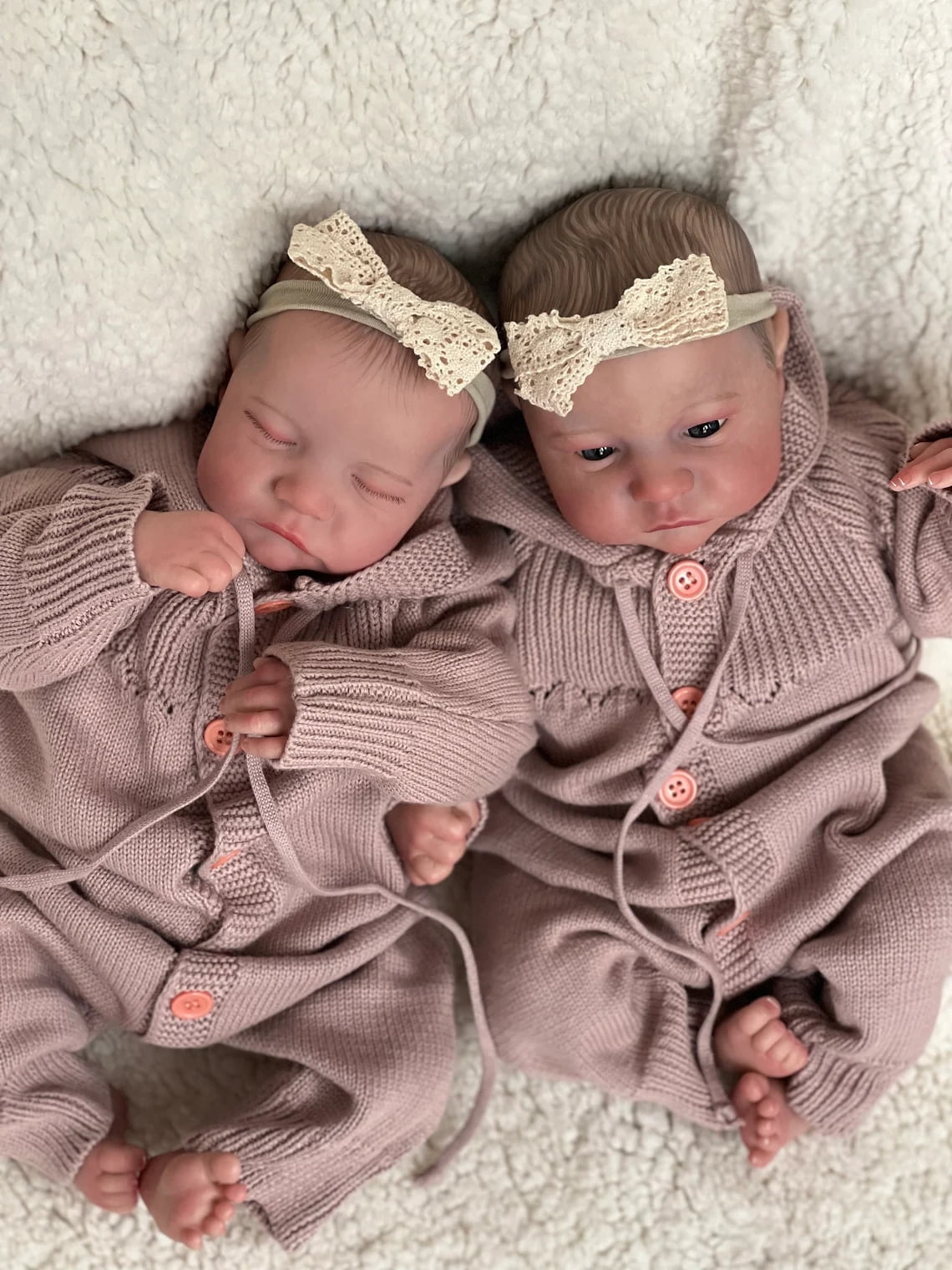 iCradle Newborn Baby Dolls 18 Inch 45 cm Sleeping Realistic Adorable Reborn Baby Doll Twins Cloth Body Xmas Gift Set for Kids Age 3+