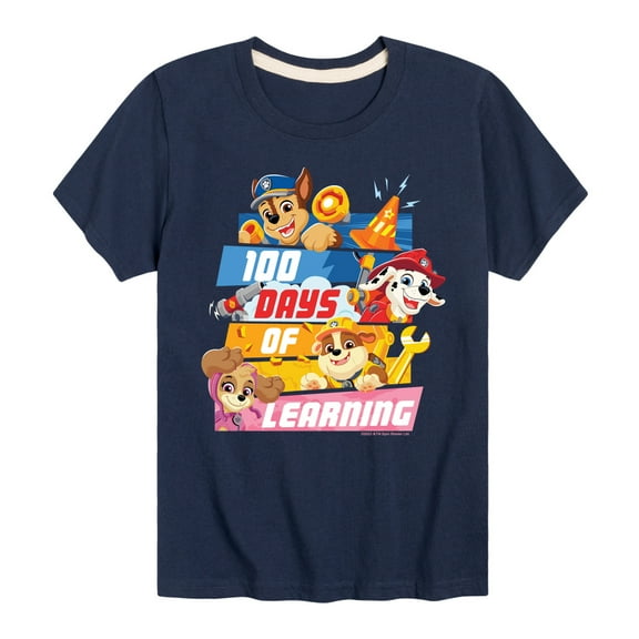 Paw Patrol - 100 Days Of Learning - Toddler & Youth Short Sleeve Graphic T-Shirt