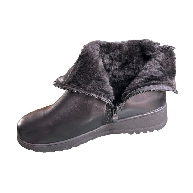 Bottines pour Femmes, Décontractées d'Hiver à Enfiler avec Doublure en Velours, Boucle Réglable et Talon Compensé Plat, Confortables pour un Usage Quotidien en Extérieur