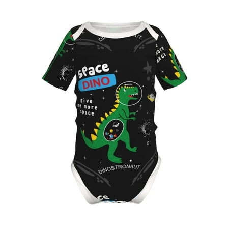 

Junzan Space Dino Cartoon Black Print Short-Sleeve Baby Climbing Clothes Bodysuits for Infant One-Piece for Baby Boys & Girls Baby Clothes Baby Romper with Snap Closure-3 Months