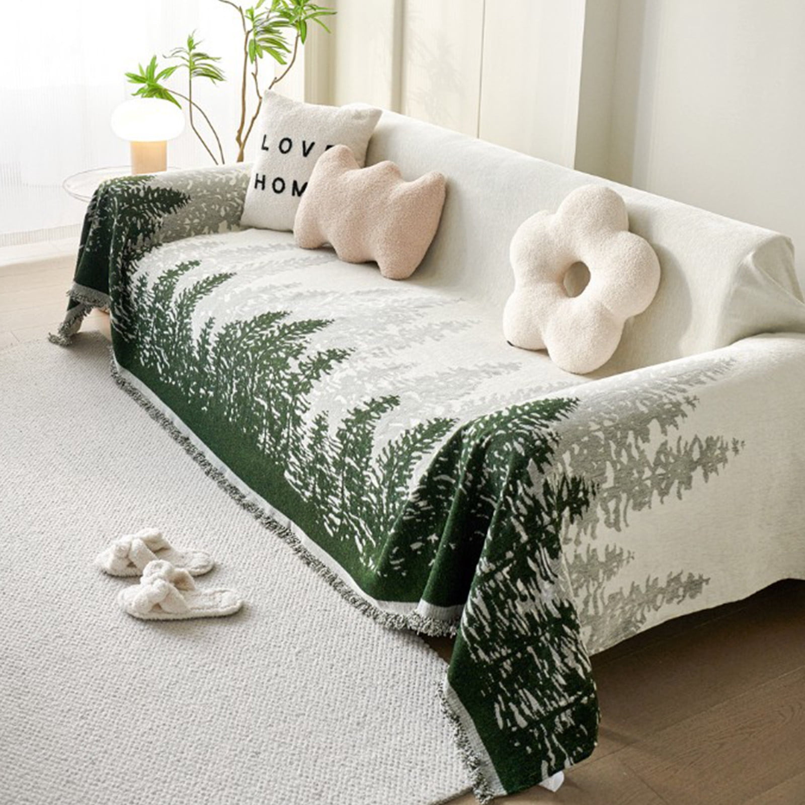 Holloyiver Soft Thickened Sofa Covers, Shrub Tree Vintage Couch Cover for Dogs, Loveseat Futon Cover for 2 Cushion Couch, Reversible Furniture Protector Cover, Multi-Use Blanket 51"x71"