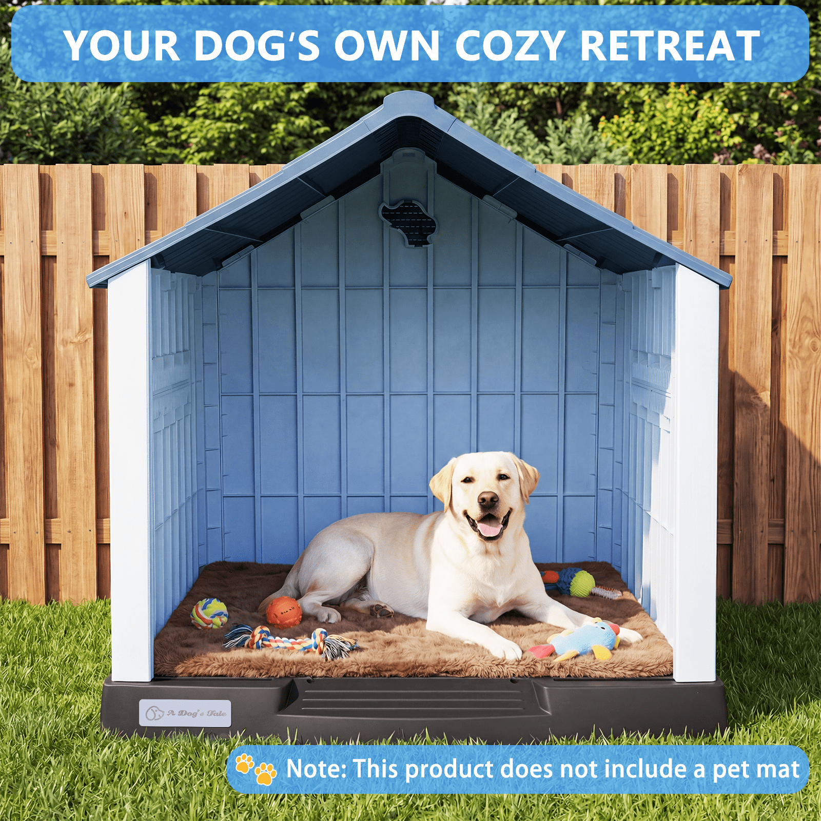 Waleaf Durable Waterproof Plastic Dog House for Small to Large Sized Dogs, Indoor Outdoor Doghouse with Elevated Floor