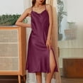 thumbnail image 2 of Women Nightgown Soft Comfortable Loungewear Open Leg Side Slits Solid Color Sleepwear, 2 of 4