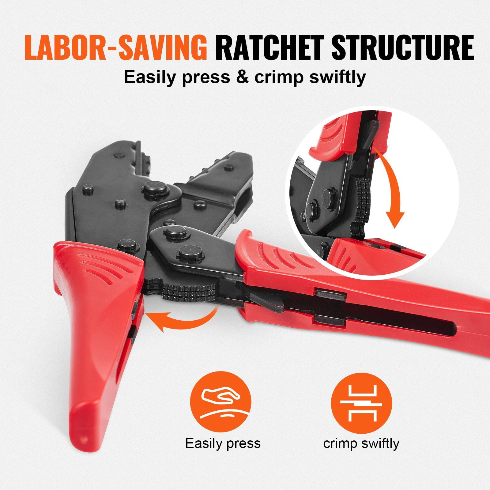 Labor-Saving Ratchet Electrical Terminal Crimping Plier Kit for AWG22-10 Insulated Connectors, Includes Wire Stripper & 210pcs Heat Shrink Tubing
