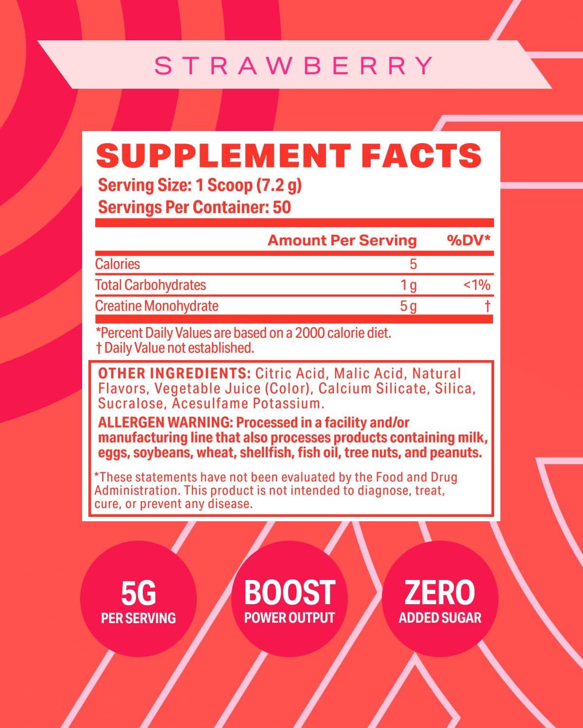 Podium Nutrition, Solos | Creatine Monohydrate, 50 Servings, Strawberry, Boost Athletic Performance