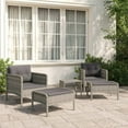 thumbnail image 1 of vidaXL 5 Piece Garden Lounge Set with Cushions Grey Poly Rattan, 1 of 5