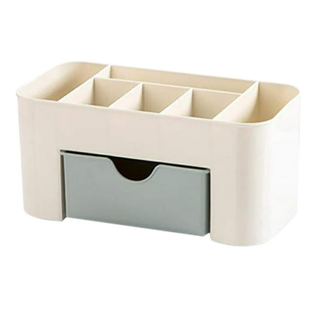 Cagogo under $5 Desktop Cosmetic Storage Box, Plastic Desktop Cosmetic Box with Drawer, Multifunctional Desk Storage Organizer, Small Makeup Jewelry Organizer, Office Desk Accessory Box