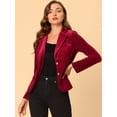 thumbnail image 3 of Chaqueta De Terciopelo De Oficina Frontal Con Botón De Solapa Con Muesca Vintage Para Mujer borgoña M, 3 of 6