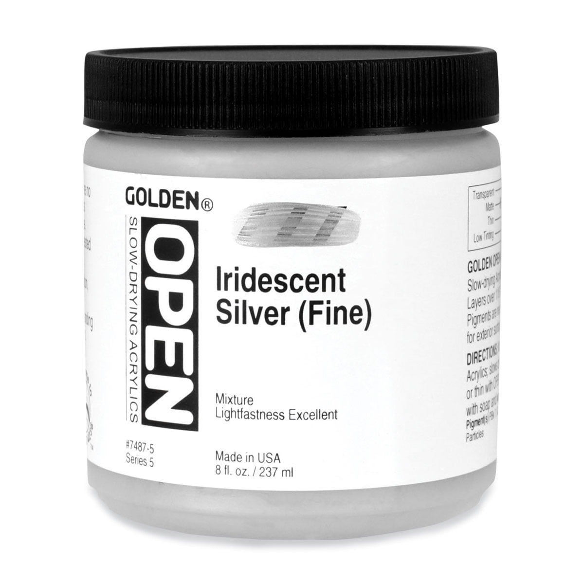 Golden Open Acrylics - Iridescent Silver (Fine), 8 oz Jar