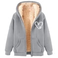 thumbnail image 2 of JingHai Winter Jackets for Men Fleece Lined Hooded Jacket Zip Up Fuzzy Hoodie Faux Fur Coat Thermal Outerwear Unisex Hoodies-Gray M, 2 of 4