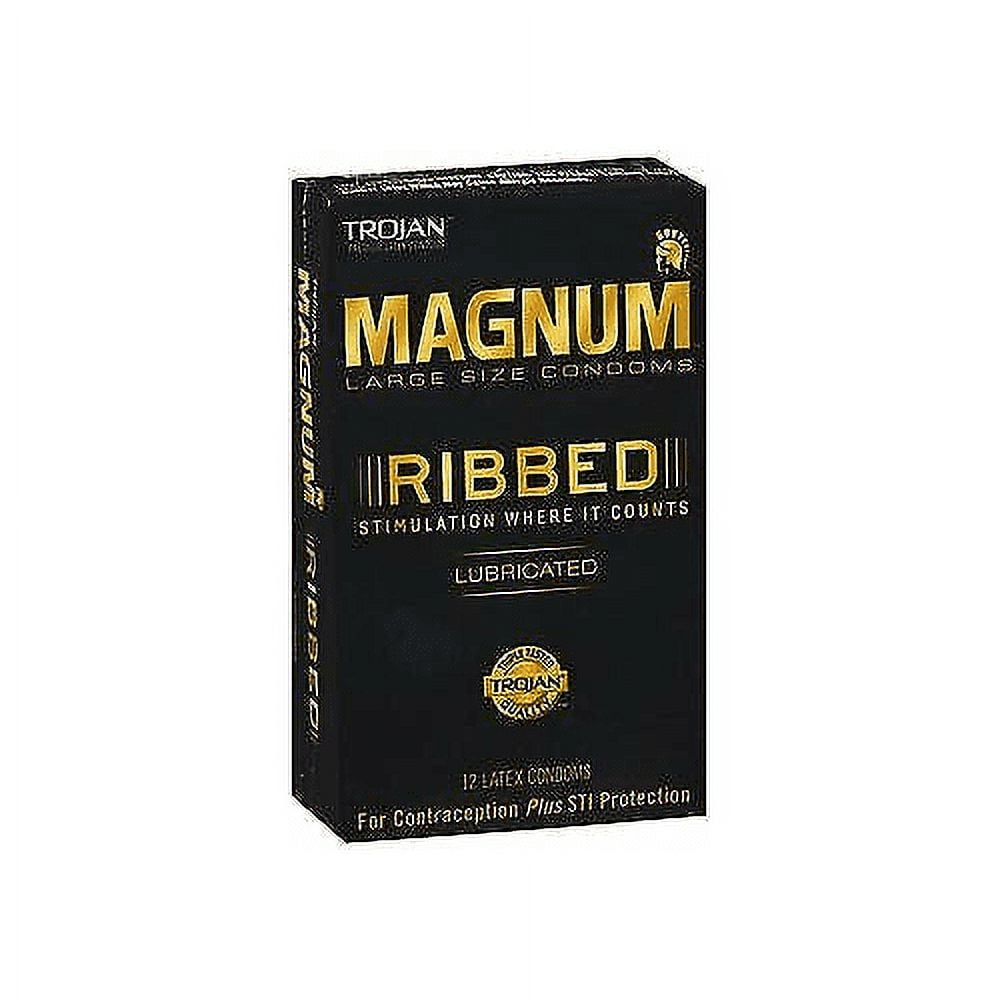 Trojan Magnum Ribbed Large Size Lubricated Condoms 12 ct, 5 Pack -  Walmart.com