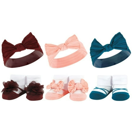 

Hudson Baby Infant Girls Headband and Socks Giftset Burgundy Teal One Size