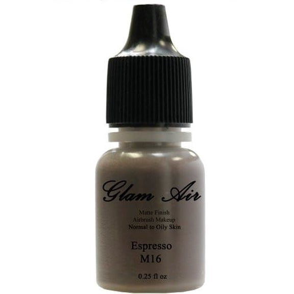Airbrush Makeup Foundation Matte Finish M16 Espresso Water-based Makeup Lasting All Day 0.25 Oz Bottle By Glam Air