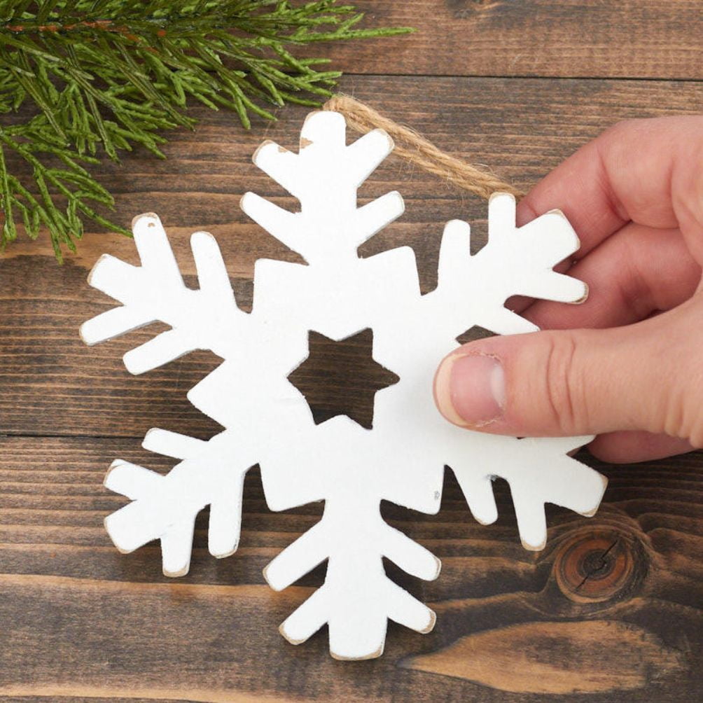 24pcs White Wooden Snowflake Ornaments - for Christmas - Factory Direct Craft