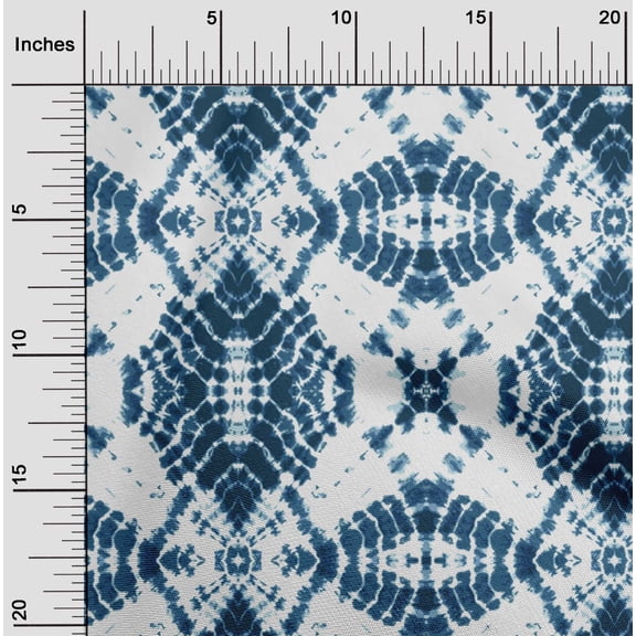 oneOone Cotton Poplin Twill Dark Navy Blue Fabric Geometric Shibori Fabric For Sewing Printed Craft Fabric By The Yard 56 Inch Wide