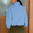 thumbnail image 4 of Women's Half Zip Pullover Hoodie, Stand Collar Long Sleeve Sweatshirt, Casual Loose Fit Top, Solid Color Knit Blouse, Fashion Oversized Sweater for Women Sky Blue XL, 4 of 4
