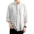 thumbnail image 1 of Camisa Cuello Mao Lino Hombre Casual Manga Larga Slim Fit, 1 of 8