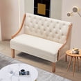 thumbnail image 2 of Andeworld Small Loveseat,Single Mini Sofa Couch with Rattan Armrests for Living Room,Bedroom(Beige), 2 of 5