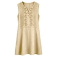 thumbnail image 6 of Summer Women's Mini Dresses Casual Embroidered Fashion Loose-fitting Comfortable Sleeveless Short Dress With Button V Neck Tank Dress Fashion Outfit With Pockets, 6 of 7