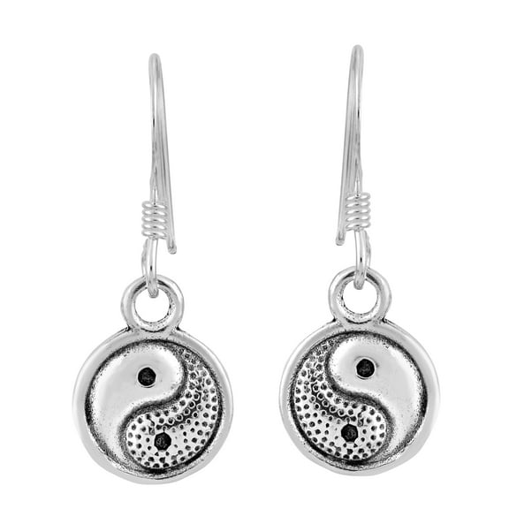 Classic Yin Yang Achieving Balance Sterling Silver Dangle Earrings