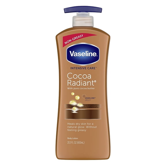 Vaseline Intensive Care hand and body lotion with Pure Cocoa Butter Cocoa Radiant Heals Dry Skin to Renew Its Natural Glow 20.3 oz