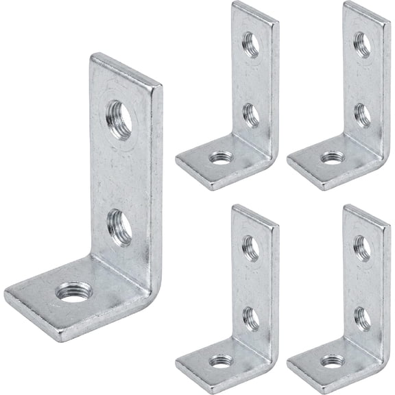 OHLECTRIC (5 Pack) 3 Hole Cross Corner Angle Brackets  Premium Zinc Electroplated Steel | 1-5/8" x 1/4", 9/16" Holes  Heavy-Duty Metal Braces for Wood, Metal, Framing & Structural Support