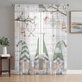 thumbnail image 2 of Sheer Curtains 84 inches Long 2 Panels Set Retro Coastal Light Filtering Sheer Drapes Rod Pocket Window Curtains for Living Room/Bedroom, Gnome Shell Starfish Green Ivory, 2 of 8